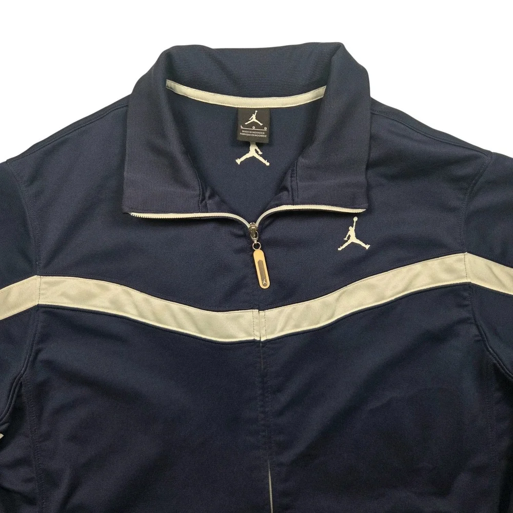 Men's Vintage Jordan Jumpman Full Zip Track Jacket Navy Blue White Size Large L